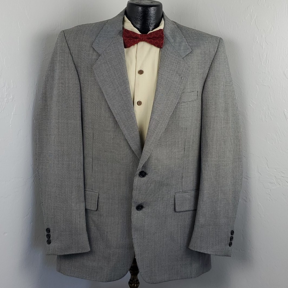 DiBenedetto Vintage Blazer Gray Black Made in USA Oversized Preppy  Two Buttons